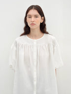 "Romantic Line Drawing" Pure Cotton Slightly Wrinkled Puff Sleeve