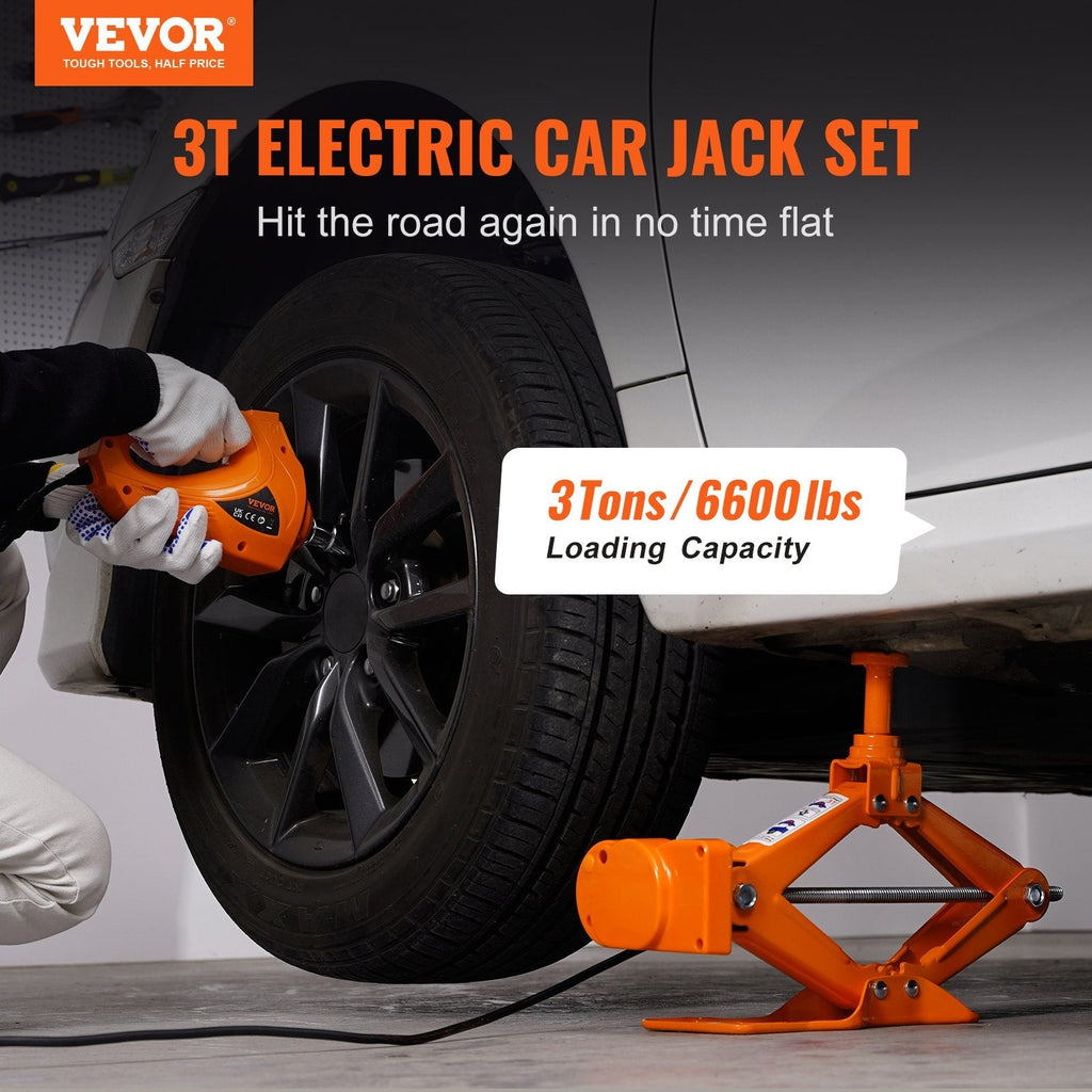 VEVOR Electric Car Jack, 3 Tons  6600 Lbs Scissor Jack With Electric