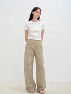 "Carol Pie" loose high-waisted wide-leg calla lily print jeans for