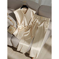Women's Western Style Fashionable Champagne Blouse and Trousers Set