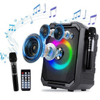1Pc Portable Wireless Party Speaker With LED Light 2 Wireless Mics
