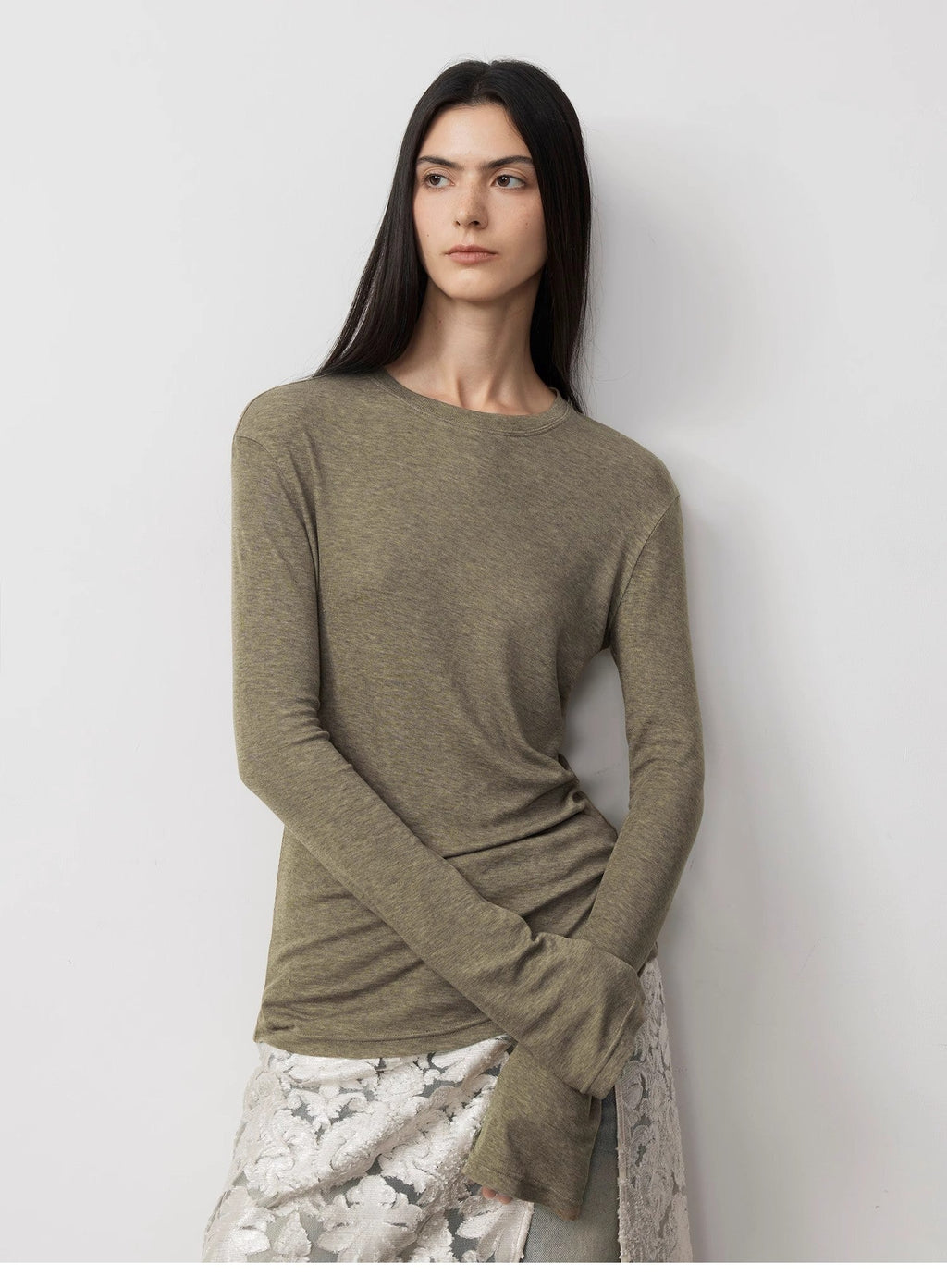 Lyocell wool stretch comfortable breathable fit minimalist solid color