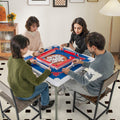 35 Inch 4 Player Game Card Folding Mahjong Table with Cup Holders-Blue