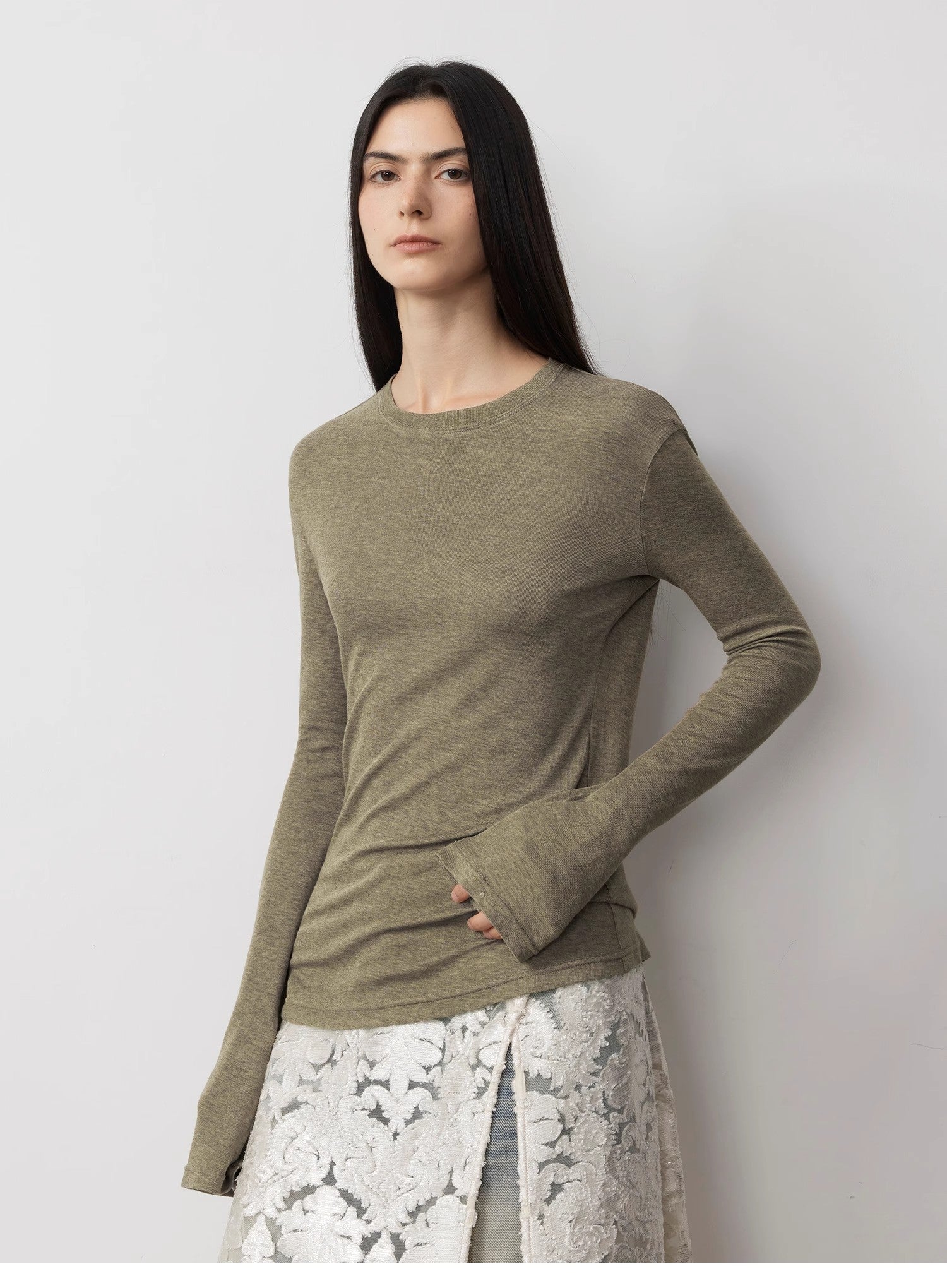 Lyocell wool stretch comfortable breathable fit minimalist solid color