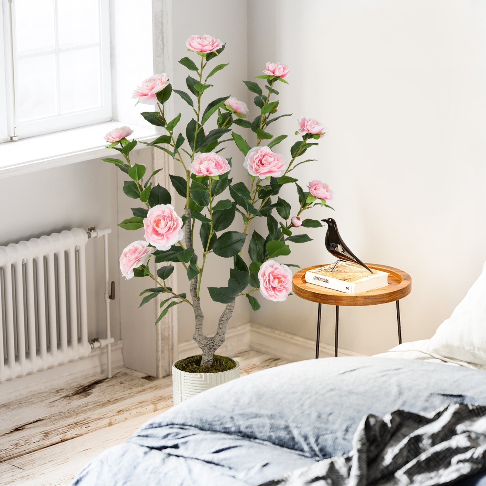 36 Inch Artificial Camellia Tree with Blooming Flower 1 Pack-Pink