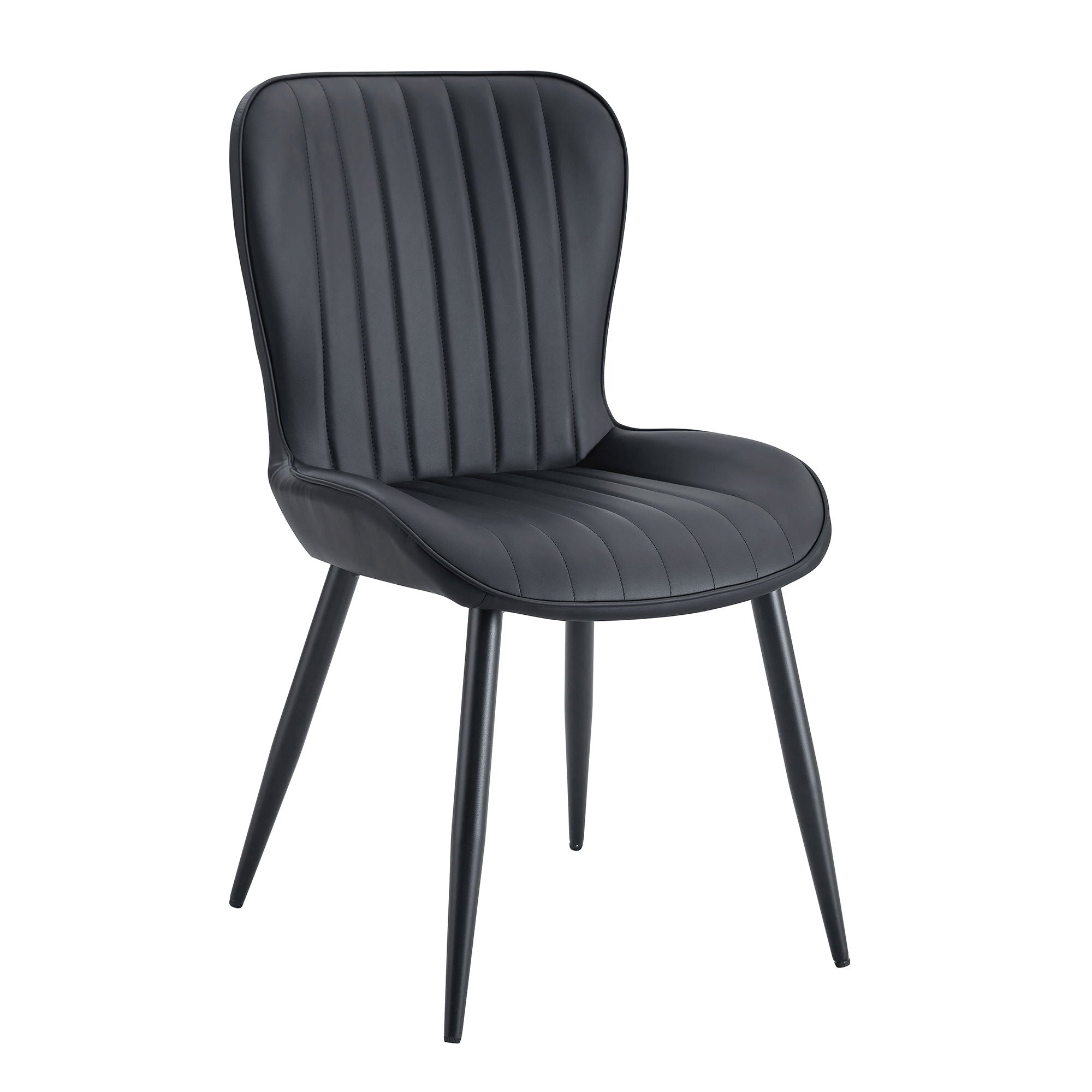 Minimalist Ergonomic Dining Chair (Set of 4) With Curved Cushions And Metal Frame - Black