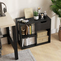 3-Cube Bookcase 2-tier Wooden Storage Shelf with Pull-out Drawer-Black