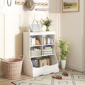 3-Tier Children's Multi-Functional Bookcase Toy Storage Bin Floor Cabinet-White