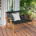 2-Person Acacia Wood Yard Bench for Balcony and Patio-Black