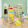 Indoor Playground Climbing Gym Wooden 8-in-1 Climber Playset for Children-Multicolor