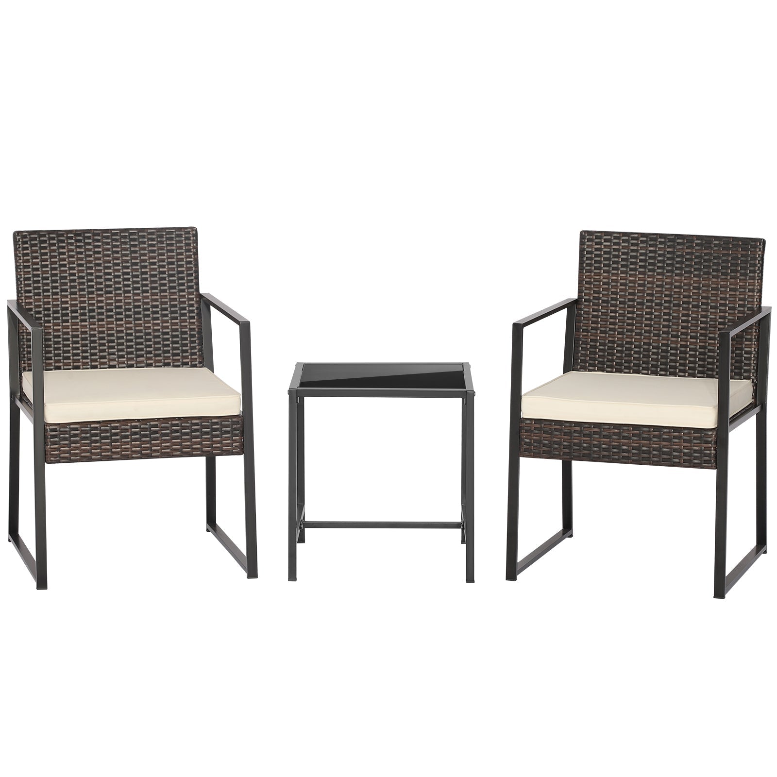 3 Pieces Modern Heavy Duty Patio Furniture Set with Coffee Table-Off White