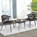 3 Pieces Patio Rattan Furniture Set for Backyard Poolside-Brown and Black