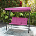 3 Seat Outdoor Porch Swing with Adjustable Canopy-Wine