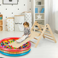 3-in-1 Climbing Set Foldable and Adjustable Kids Triangle Set-Natural
