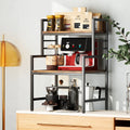 3-Tier Microwave Stand with 2 Open Shelves and Heavy-duty Metal Frame-Rustic Brown