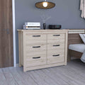 Modern 6-Drawer Dresser with Metal Hardware – Gray Finish