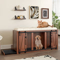 2 in 1 Dog Crate with Padded Seat Walnut 56'L Furniture Style