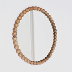 32-Inch Wooden Beaded Round Wall Mirror