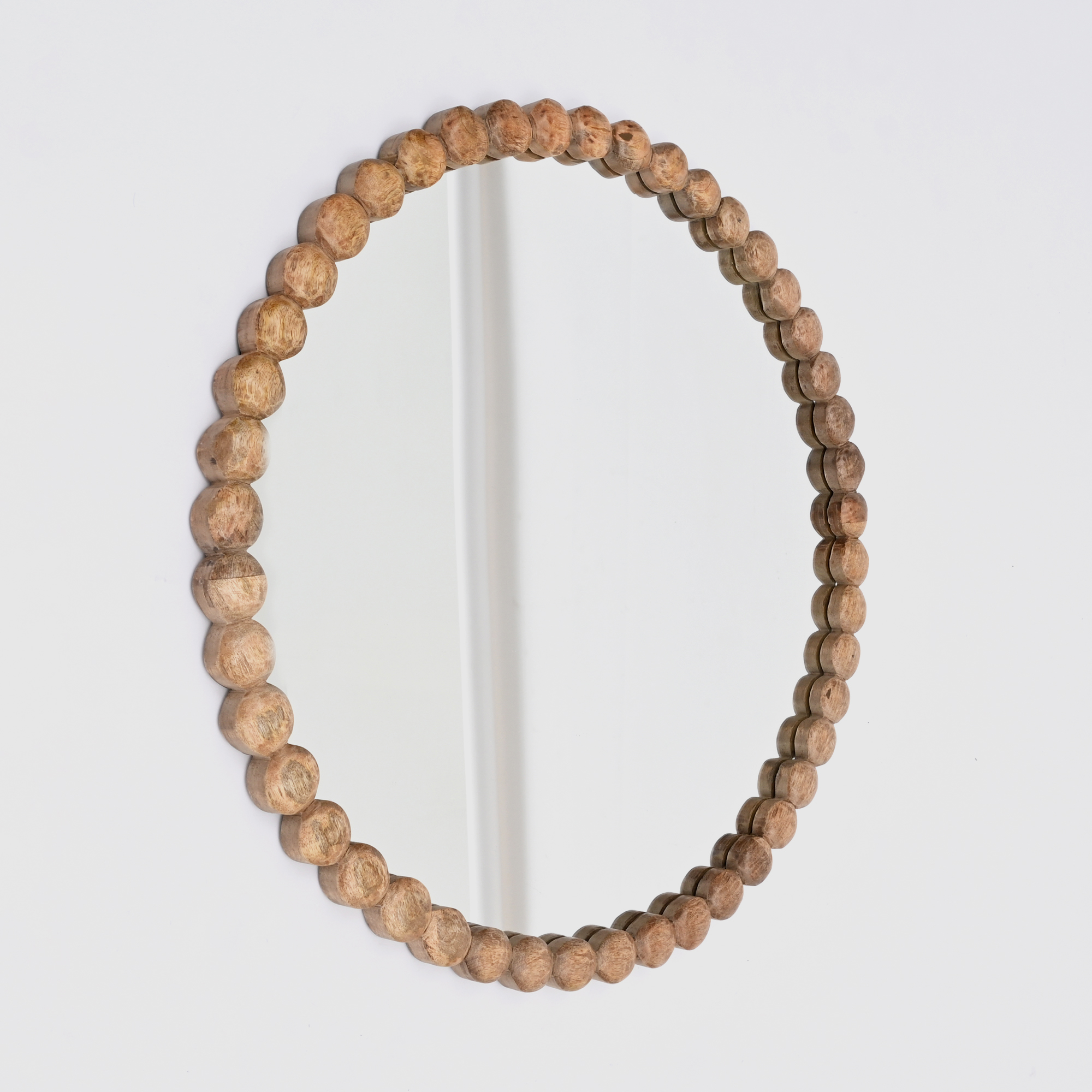 32-Inch Wooden Beaded Round Wall Mirror