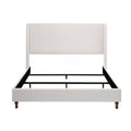 Hayden King Size Upholstered Wingback Bed with Textured Ivory Canvas and Tall 54' Headboard
