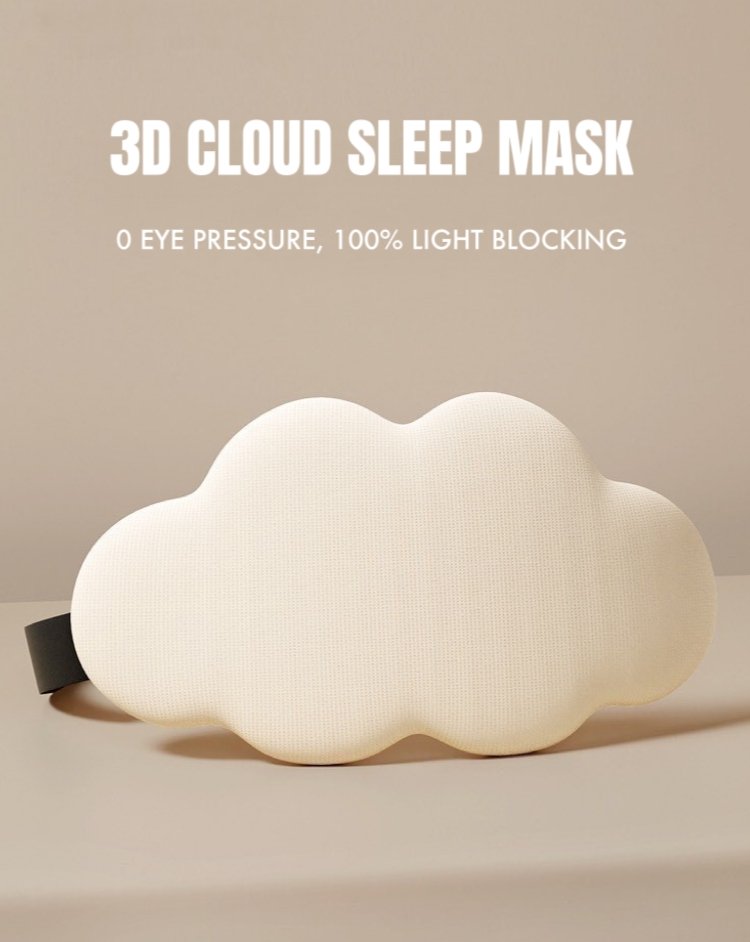 3D Contoured Puffy Cute Could Sleep Eye Mask - Ultra Lightproof and