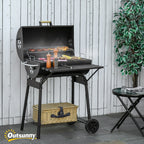 30" Portable Charcoal Barbecue Grill with Wheels Outdoor Barbecue with