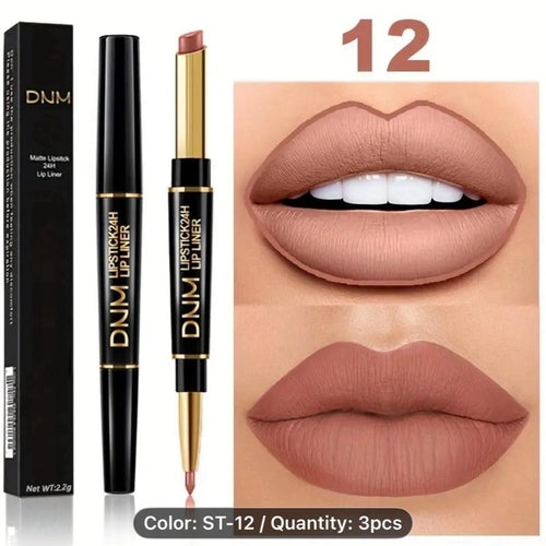DNJ Double-Ended 6 Pcs Matte Lipstick & Lip Liner 2-in-1 Long-Lasting