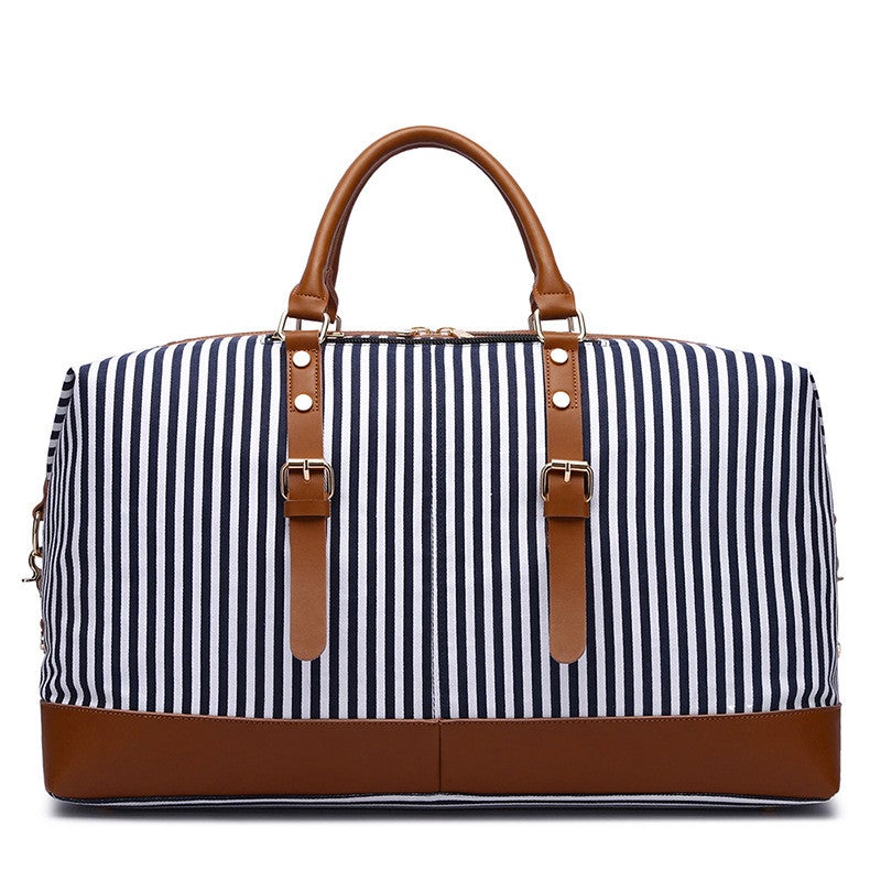 Large Striped Portable Canvas Travel Bag