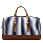 Large Striped Portable Canvas Travel Bag