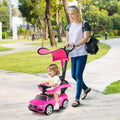 3-in-1 Ride on Push Car Mercedes-Benz Licensed Sliding Car with Canopy-Pink