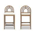 27" Upholstered Counter Stool Set of 2 with Arched Wood Back