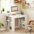 43 Inch Computer Desk with Power Outlets and 2 Bookcases-White