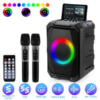 Portable Wireless Party Speaker With LED Light 2 Wireless Mics Remote