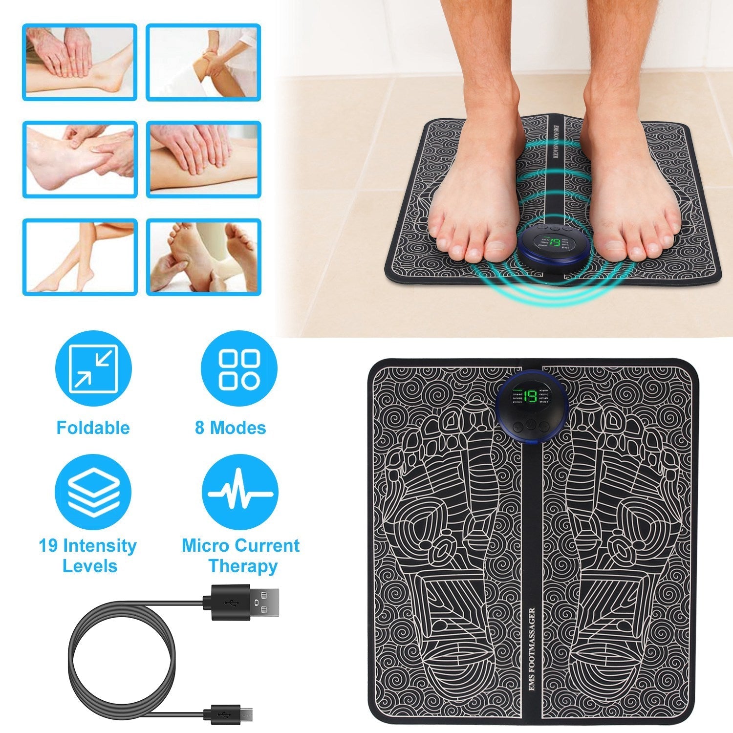 1Pc Foot Massage Pad Electric Stimulator Massager Unit Leg Reshaping