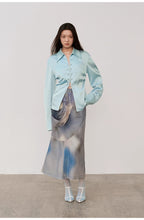 "Mercerized Spring Shadow" Acetate Shirt Women's Hollow String Pleated