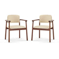 Dining Room Chairs, Ideal For Home & Kitchen (Set of 2) - Beige / Dark Walnut