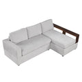 87.4' Sectional Sofa with Reversible Armrests Gray Chenille Upholstery