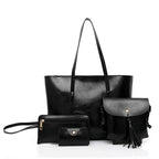 Oil Wax Four Piece Leather Handbag With Purse For Women