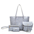 Oil Wax Four Piece Leather Handbag With Purse For Women