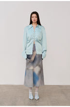 "Mercerized Spring Shadow" Acetate Shirt Women's Hollow String Pleated