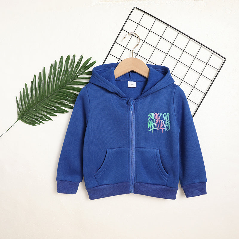 Toddler Girl Zip Up Hoodie Jacket Sorry Or Whatever Letter Print Long