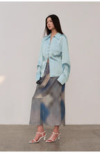 "Mercerized Spring Shadow" Acetate Shirt Women's Hollow String Pleated