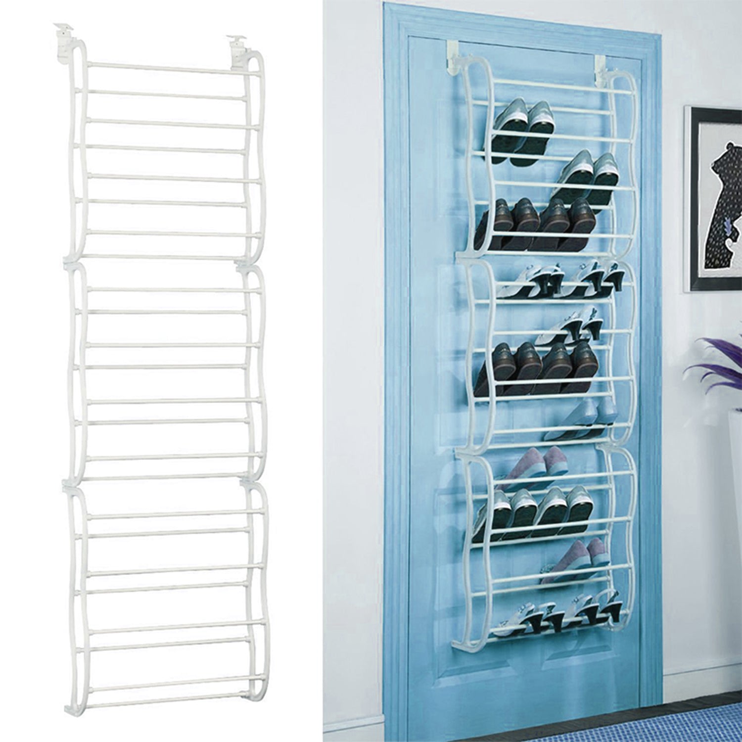 36 Pairs Over-The-Door Shoe Rack 12 Layers Wall Hanging Closet Shoe