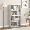 48 Inch 4-Tier Geometric Bookshelf with 8 Cubes for Living Room Bedroom-White