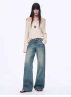 "Fashion Law" Casual One-shoulder Raglan Sleeve T-shirt Top