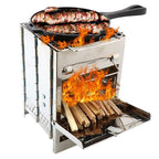 Square Wood Stove For Outdoors Camping BBQ Boiling Cooking