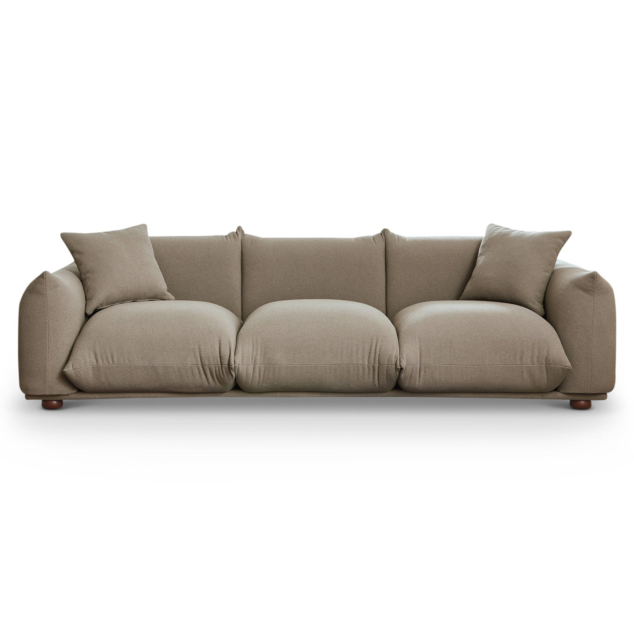 Kely Modern 100'' Mocha Boucle Upholstered Sofa with Solid Wood Legs