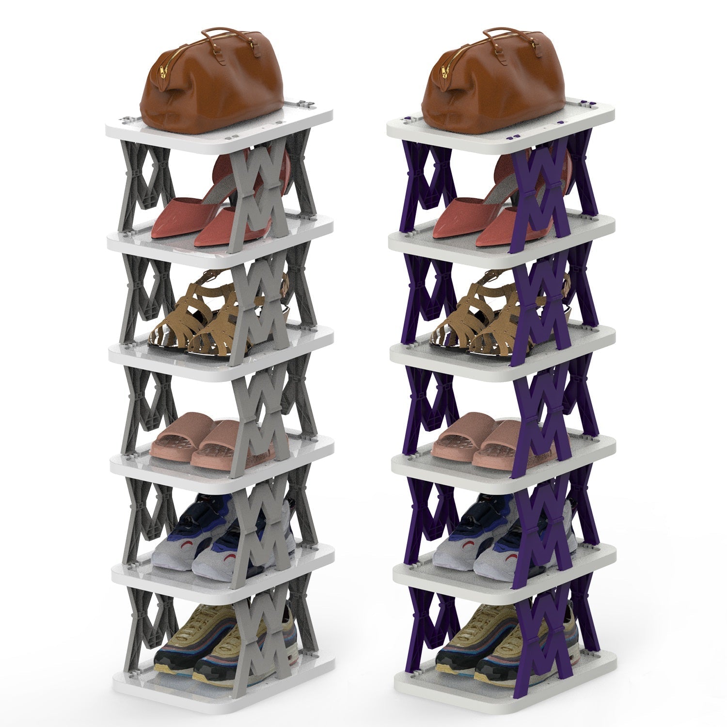6 Tier Foldable Shoe Rack Vertical Shoe Organizer Narrow Shoe Rack For