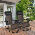 2 Pieces Folding Patio Rattan Zero Gravity Lounge Chair-Light Brown