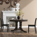 Set of 2 Wood Dining Chairs with Solid Rubber Wood Legs-Black